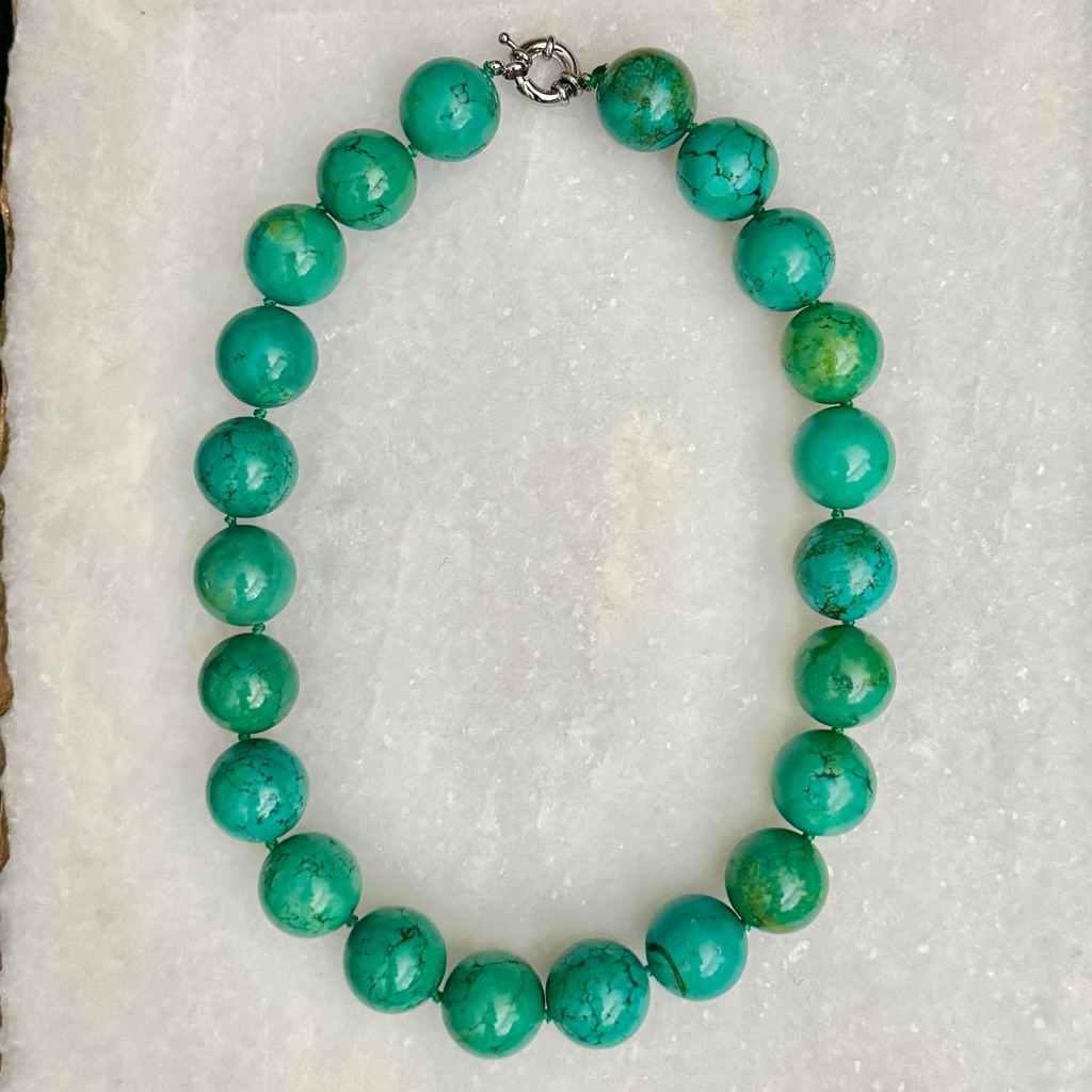 $285 New Anthropologie Stunning Turquoise Magnesite Statement Necklace